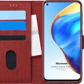 Microsonic Xiaomi Mi 10T Pro Fabric Book Wallet Kırmızı Kılıf