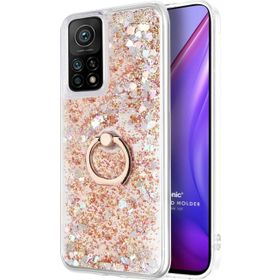 Microsonic Xiaomi Mi 10T Pro Glitter Liquid Holder Gold Kılıf