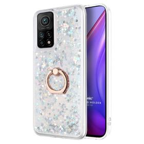 Microsonic Xiaomi Mi 10T Pro Glitter Liquid Holder Gümüş Kılıf