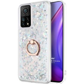 Microsonic Xiaomi Mi 10T Pro Glitter Liquid Holder Gümüş Kılıf