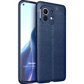 Microsonic Xiaomi Mi 11 Deri Dokulu Silikon Lacivert Kılıf