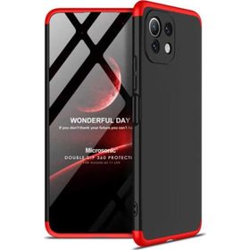 Microsonic Xiaomi Mi 11 Lite Double Dip 360 Protective Siyah Kırmızı Kılıf