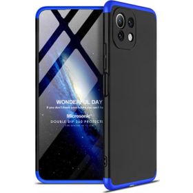 Microsonic Xiaomi Mi 11 Lite Double Dip 360 Protective Siyah Mavi Kılıf