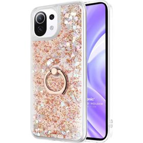 Microsonic Xiaomi Mi 11 Lite Glitter Liquid Holder Gold Kılıf