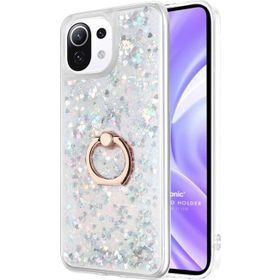 Microsonic Xiaomi Mi 11 Lite Glitter Liquid Holder Gümüş Kılıf