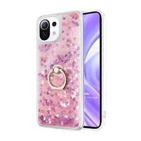 Microsonic Xiaomi Mi 11 Lite Glitter Liquid Holder Pembe Kılıf