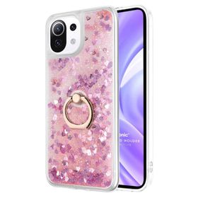 Microsonic Xiaomi Mi 11 Lite Glitter Liquid Holder Pembe Kılıf