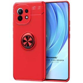 Microsonic Xiaomi Mi 11 Lite Kickstand Ring Holder Kırmızı Kılıf