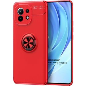 Microsonic Xiaomi Mi 11 Lite Kickstand Ring Holder Kırmızı Kılıf