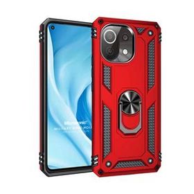 Microsonic Xiaomi Mi 11 Lite Military Ring Holder Kırmızı Kılıf
