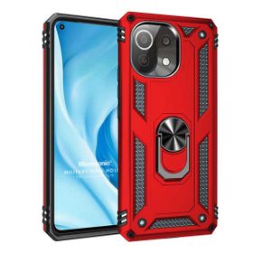 Microsonic Xiaomi Mi 11 Lite Military Ring Holder Kırmızı Kılıf