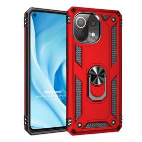 Microsonic Xiaomi Mi 11 Lite Military Ring Holder Kırmızı Kılıf