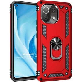 Microsonic Xiaomi Mi 11 Lite Military Ring Holder Kırmızı Kılıf