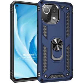 Microsonic Xiaomi Mi 11 Lite Military Ring Holder Lacivert Kılıf