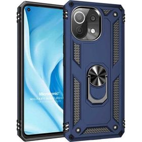 Microsonic Xiaomi Mi 11 Lite Military Ring Holder Lacivert Kılıf