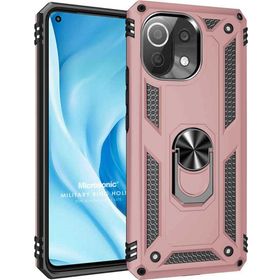 Microsonic Xiaomi Mi 11 Lite Military Ring Holder Rose Gold Kılıf