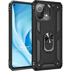Microsonic Xiaomi Mi 11 Lite Military Ring Holder Siyah Kılıf