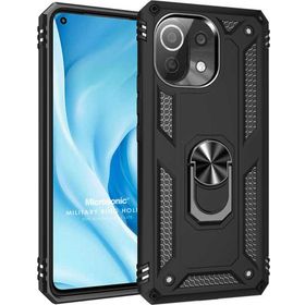 Microsonic Xiaomi Mi 11 Lite Military Ring Holder Siyah Kılıf