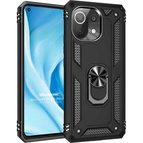 Microsonic Xiaomi Mi 11 Lite Military Ring Holder Siyah Kılıf