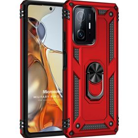 Microsonic Xiaomi Mi 11T Military Ring Holder Kırmızı Kılıf