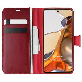 Microsonic Xiaomi Mi 11T Pro Delux Leather Wallet Kırmızı Kılıf