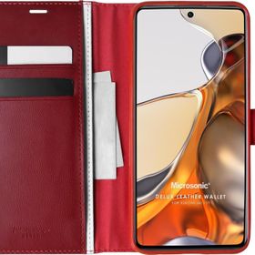 Microsonic Xiaomi Mi 11T Pro Delux Leather Wallet Kırmızı Kılıf