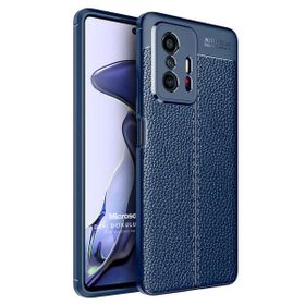 Microsonic Xiaomi Mi 11T Pro Deri Dokulu Silikon Lacivert Kılıf