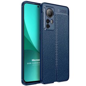 Microsonic Xiaomi Mi 12 Pro Deri Dokulu Silikon Lacivert Kılıf