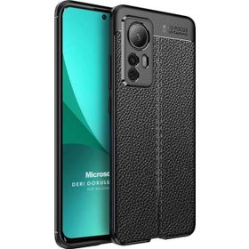 Microsonic Xiaomi Mi 12 Pro Deri Dokulu Silikon Siyah Kılıf