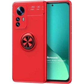 Microsonic Xiaomi Mi 12 Pro Kickstand Ring Holder Kırmızı Kılıf