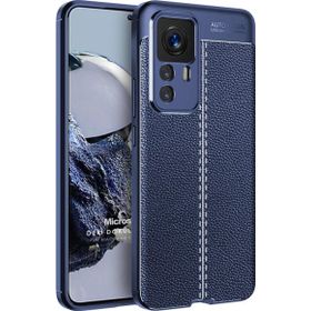 Microsonic Xiaomi Mi 12T Pro Deri Dokulu Silikon Lacivert Kılıf