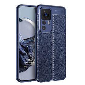 Microsonic Xiaomi Mi 12T Pro Deri Dokulu Silikon Lacivert Kılıf