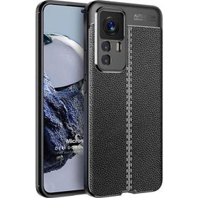 Microsonic Xiaomi Mi 12T Pro Deri Dokulu Silikon Siyah Kılıf