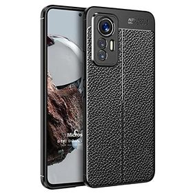 Microsonic Xiaomi Mi 12T Pro Deri Dokulu Silikon Siyah Kılıf