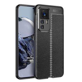 Microsonic Xiaomi Mi 12T Pro Deri Dokulu Silikon Siyah Kılıf