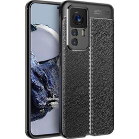Microsonic Xiaomi Mi 12T Pro Deri Dokulu Silikon Siyah Kılıf