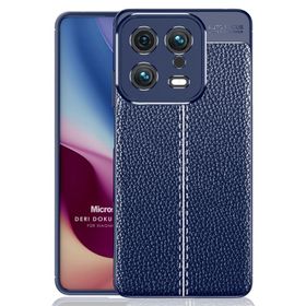 Microsonic Xiaomi Mi 13 Deri Dokulu Silikon Lacivert Kılıf