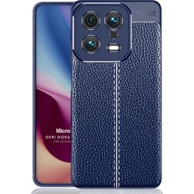 Microsonic Xiaomi Mi 13 Deri Dokulu Silikon Lacivert Kılıf