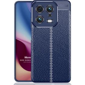 Microsonic Xiaomi Mi 13 Deri Dokulu Silikon Lacivert Kılıf