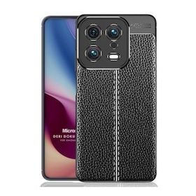 Microsonic Xiaomi Mi 13 Deri Dokulu Silikon Siyah Kılıf