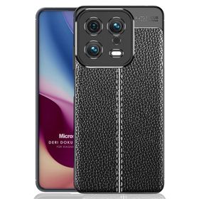 Microsonic Xiaomi Mi 13 Deri Dokulu Silikon Siyah Kılıf