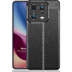 Microsonic Xiaomi Mi 13 Deri Dokulu Silikon Siyah Kılıf