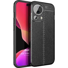 Microsonic Xiaomi Mi 13 Lite Deri Dokulu Silikon Siyah Kılıf