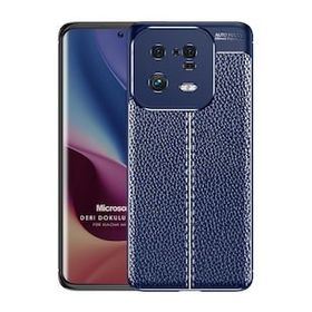 Microsonic Xiaomi Mi 13 Pro Deri Dokulu Silikon Lacivert Kılıf