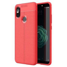Microsonic Xiaomi Mi 8 Deri Dokulu Silikon Kırmızı Kılıf