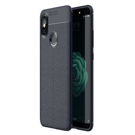 Microsonic Xiaomi Mi 8 Deri Dokulu Silikon Lacivert Kılıf