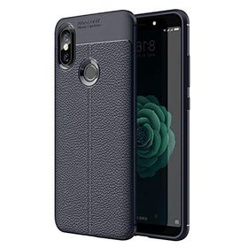 Microsonic Xiaomi Mi 8 Deri Dokulu Silikon Lacivert Kılıf