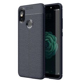 Microsonic Xiaomi Mi 8 Deri Dokulu Silikon Lacivert Kılıf