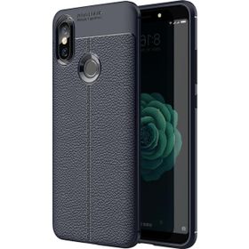 Microsonic Xiaomi Mi 8 Deri Dokulu Silikon Lacivert Kılıf