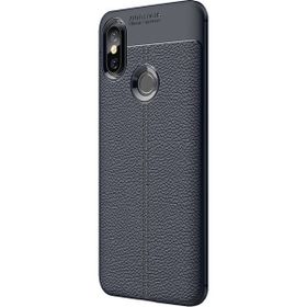 Microsonic Xiaomi Mi 8 Deri Dokulu Silikon Lacivert Kılıf